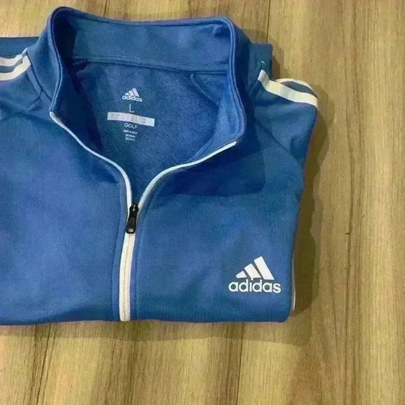 Adidas sky blue long sleeve 1/4 zip  mens L - Picture 8 of 8
